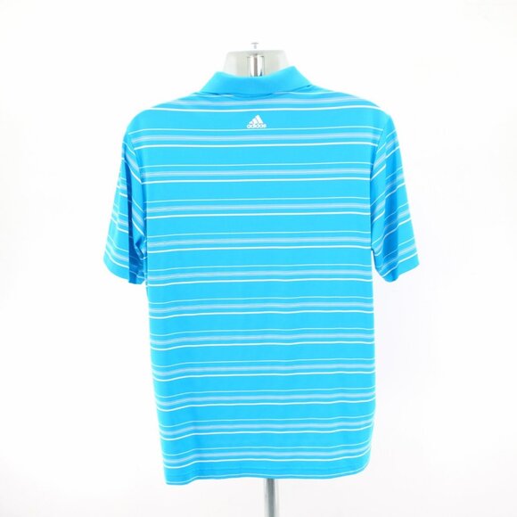 Adidas Puremotion Teal Striped Large Collared Polo Shirt Short Sleeve Polyester - Picture 7 of 12